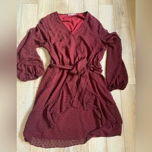 Burgundy/maroon color dress, size XL, long sleeve dress